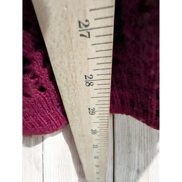 CJ Banks Plus Size 4X Open Front Kimono‎ Cardigan Duster Sweater Berry Red Knit - Picture 6 of 7